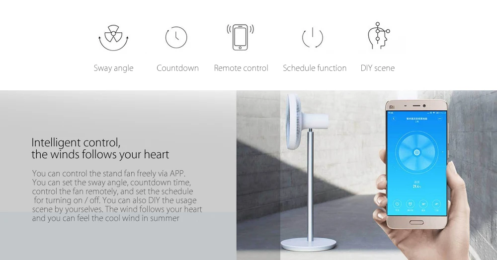 Оригинальный Xiaomi Smart DC Частотный вентилятор WiFi телефон приложение дистанционное управление встроенный аккумулятор 2800 мАч Удобный ветер