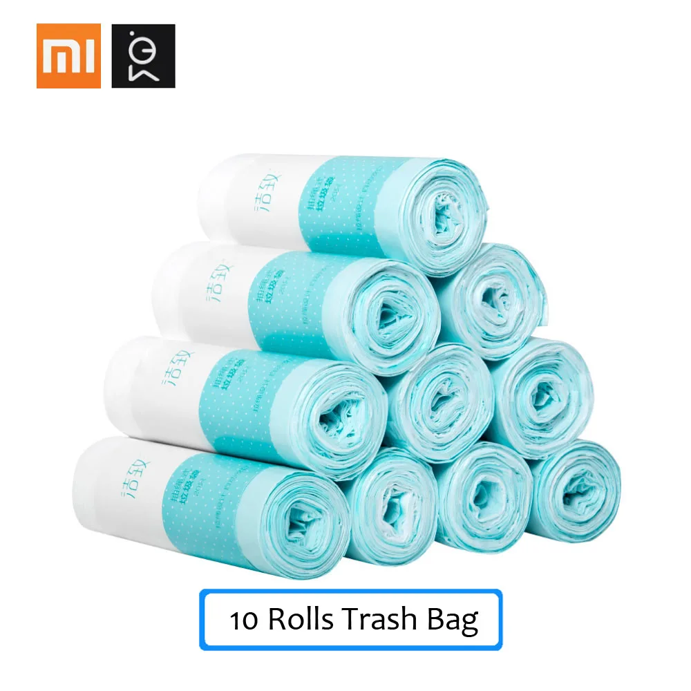 10 Rolls Trash Bag Xiaomi Mijia JieZhi мешок для мусора на шнурке, мешок для мусора, утолщенный материал, предотвращающий утечку, бытовой пластиковый мешок для мусора, 20 шт/1 рулон - Цвет: 10 Rolls Trash Bag