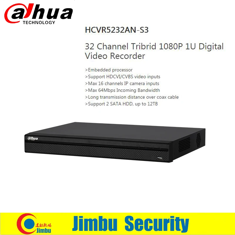 

Dahua 32ch Video recorder 1080P HCVR5232AN-S3 Support HDCVI/CVBS video inputs Max 64Mbps Incoming Bandwidth Support 2 SATA HDD