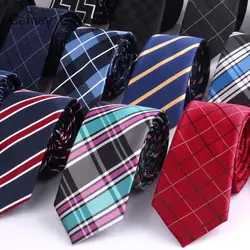 6 см Ширина Для мужчин s завязками Новая мода плед, Corbatas Gravata жаккард тонкий галстук Бизнес свадьбы полосы шеи галстук для Для мужчин