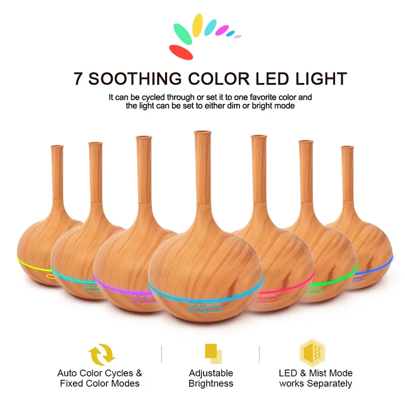 400ml Aroma Essential Oil Diffuser Wood Grain Ultrasonic Cool Mist Humidifier For Office Home Bedroom Living