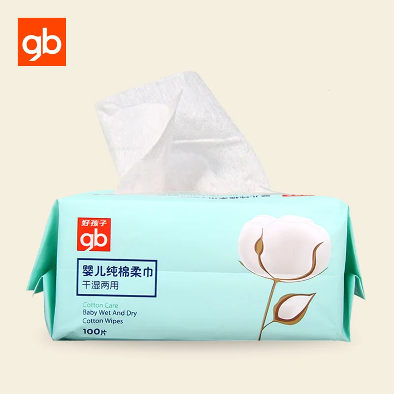 GB 100Pcs Dual use Dry/Wet Wipes Portable Travel Baby Skin Care Wipes