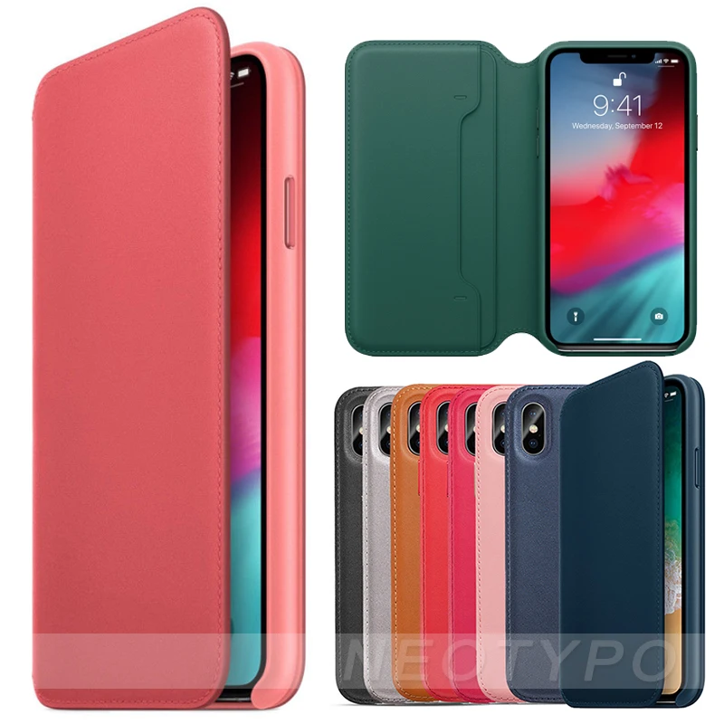 

High quality Leather Folio Protective Flip Wallet Cover Case For iPhone X XS Max XR 6 S 7 8 Plus cover Capa With Retail Box
