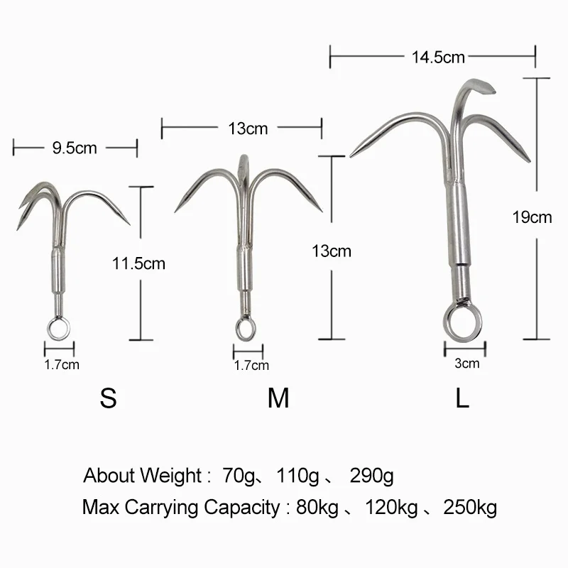 Скалолазание коготь из нержавеющей стали ледяные рок крюковые Инструменты Большой Открытый выживания Альпинизм Летающий крюк Grappling крючок оборудование