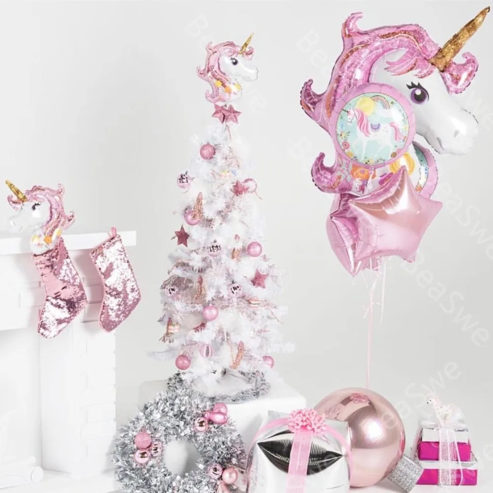 

5pcs/Lot Big 116cm Unicorn Helium balloons With 18 inch star Round Balls Birthday Party Decor Kids Unicorn Theme Party Supplies