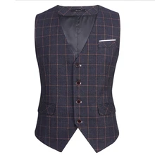 Демисезонный Для мужчин плед тонкий костюм Вязаные Жилеты для женщин мужской Однобортный v-образным вырезом Бизнес Повседневный жилет Для мужчин работы жилет d149