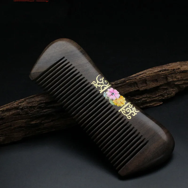 

2019 diaphanous Pure natural Shen Guibao wood comb high-grade boutique painting large hand-painted process comb wood comb