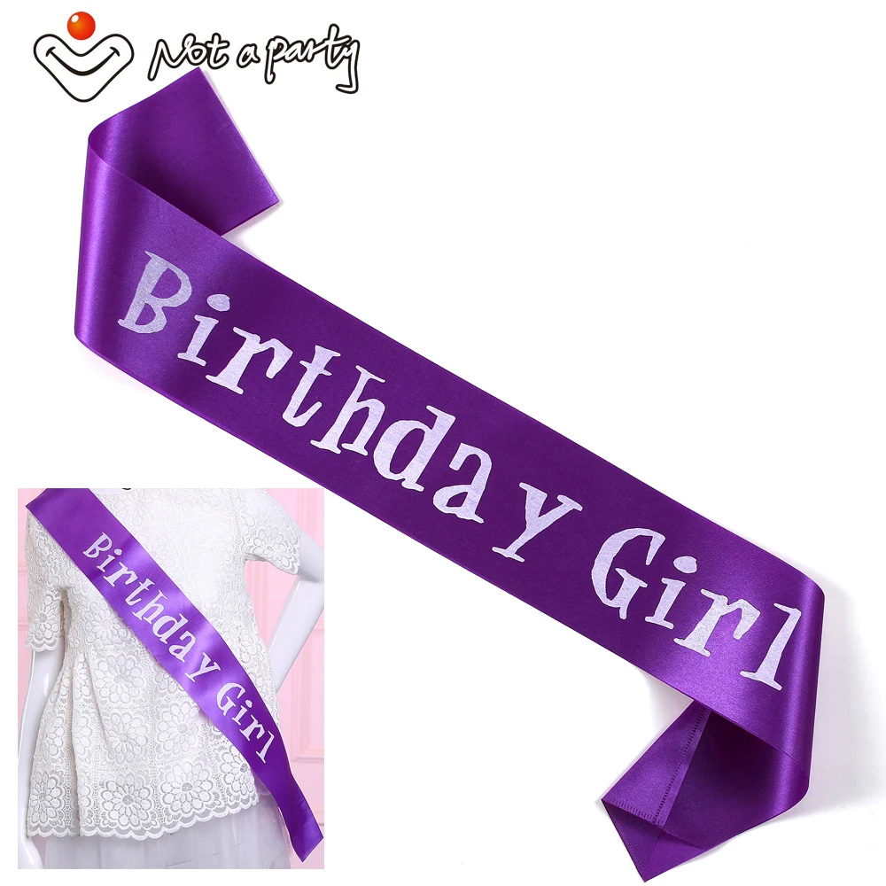 

2019 Fashion purple ribbon birthday girl white black Its my birthday sash adult celebrate age 21 30 40 50 event party supplies