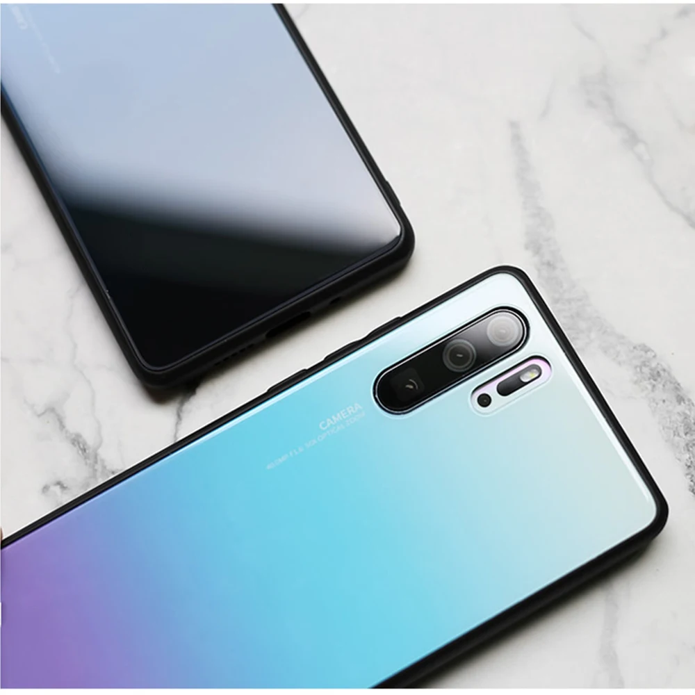 Чехол для huawei P30 Lite, цветной градиентный стеклянный чехол, прочный жесткий чехол для телефона, для huawei P 30/P30 Pro, модный бампер