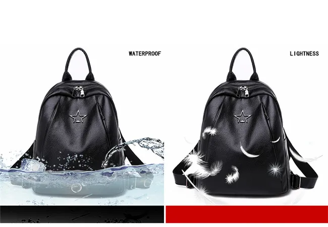 Популярный женский рюкзак Джокер, повседневная сумка для покупок, модная женская сумка из искусственной кожи, студенческий рюкзак, классический черный дизайн