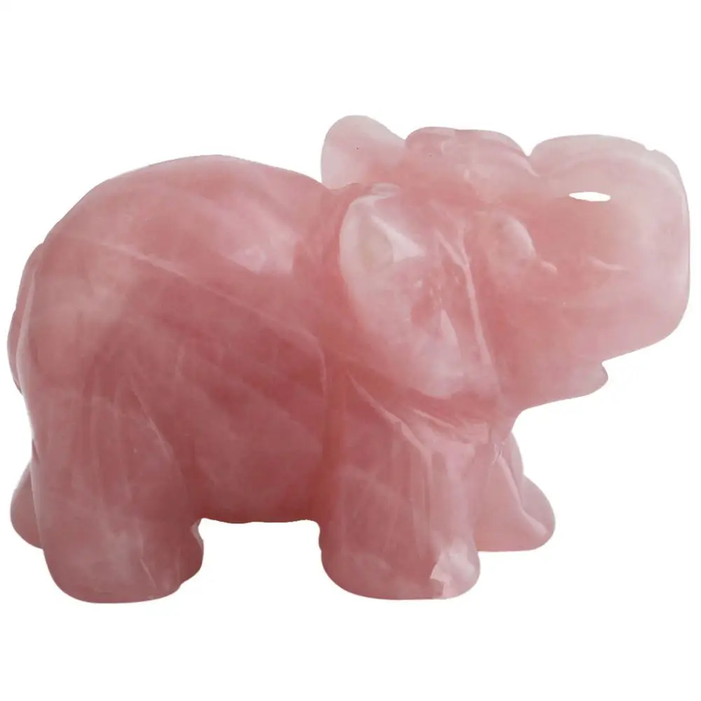 

Pink Crystal Elephant Artware Decoration Animal Pocket Stone Statue Figurine Auspicious Crystal Jade Ornament Handicraft #EW