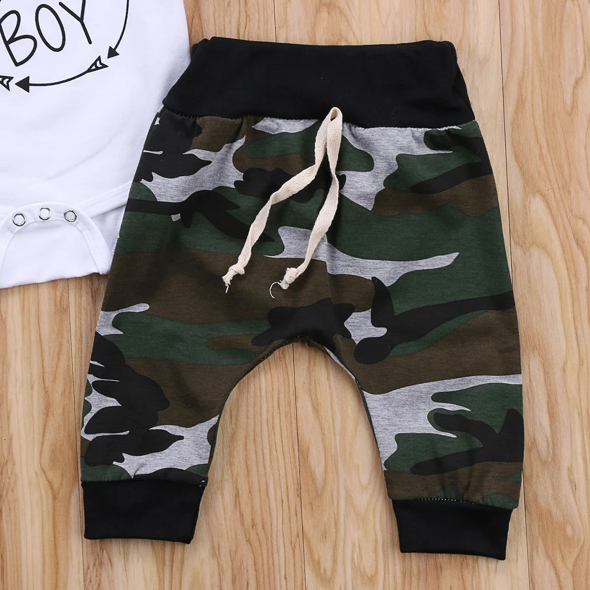 Brand New 3Pcs Set Newborn Toddler Infant Baby Boy Long Sleeve Tops Romper Camouflage Pants Hat 3Pcs Kids Outfits Clothes