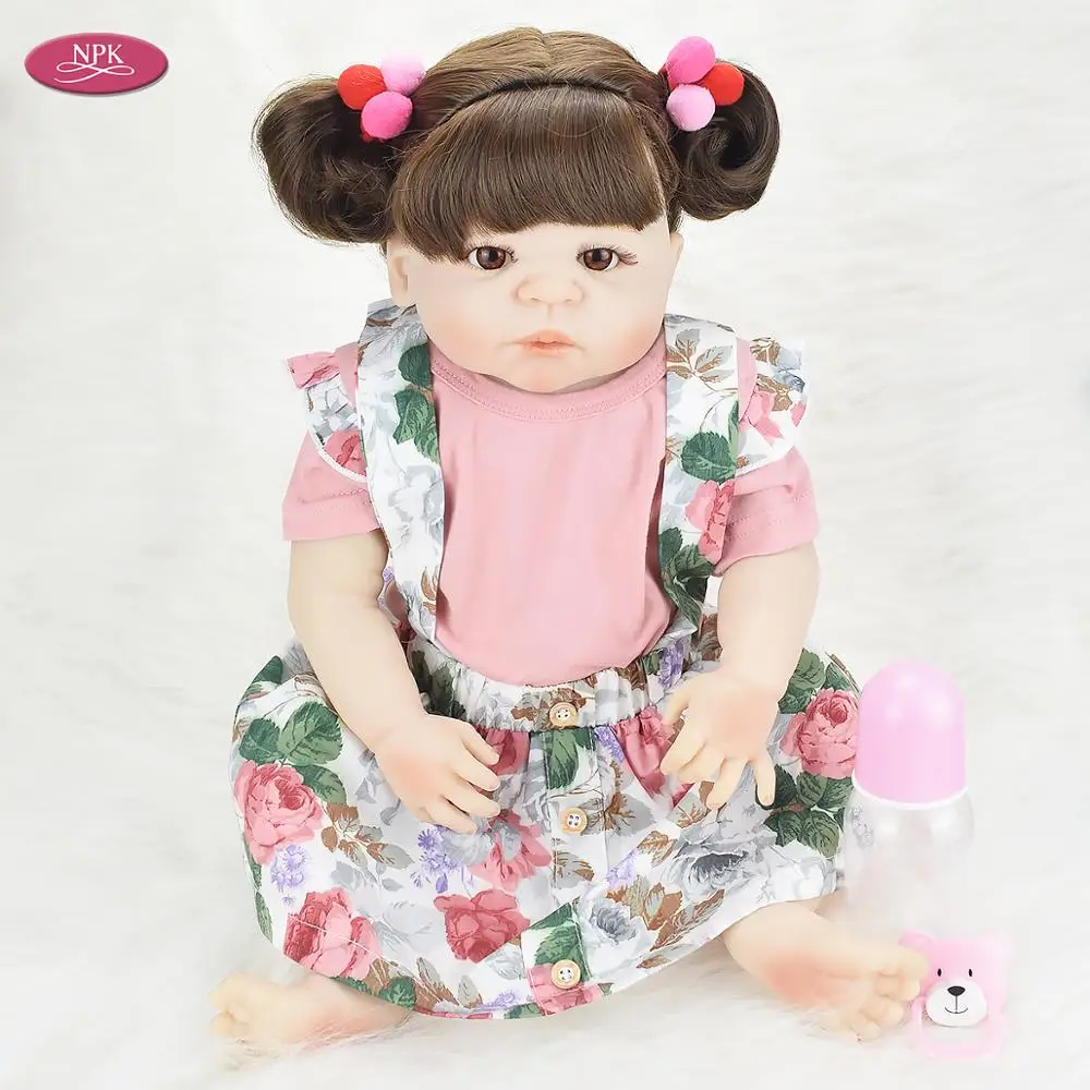 NPK настоящее полное Силиконовое боди Reborn Girl Baby Alive Doll Bathe Toys 55 см виниловый