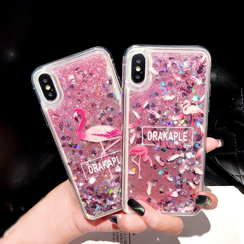 Luxury Liquid Quicksand Flamingo Case for Xiaomi pocophone F1 Redmi 5 Plus 6 5A Y1 Note 7 pro Prime glitter diamond Cover |