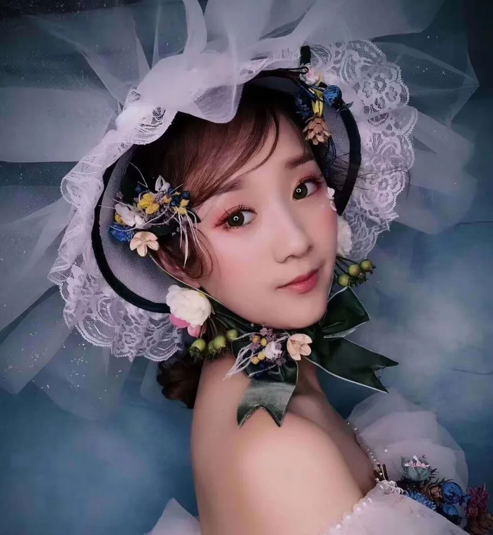 

Green Big Wedding Bride Flower Hat White Veil Fairy Ribbon Fascinator Hat Party Cocktail Derby Elegant Ladies Wedding Headdress
