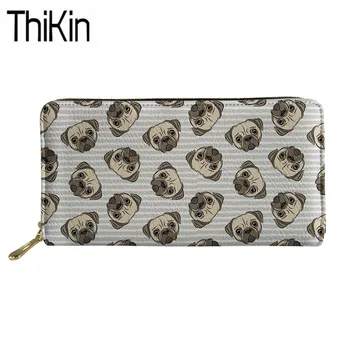 

Thikin Ladies Fashion Wallet&Purse for Credit Card Cute Pug Dog Printing Long Organizer Wallets Women Luxury Designer Money Bag