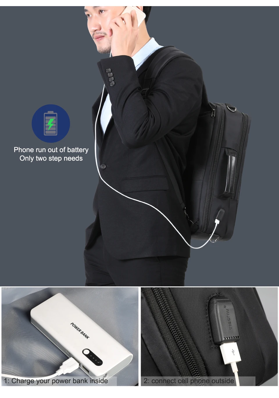 8.USB charging backpack