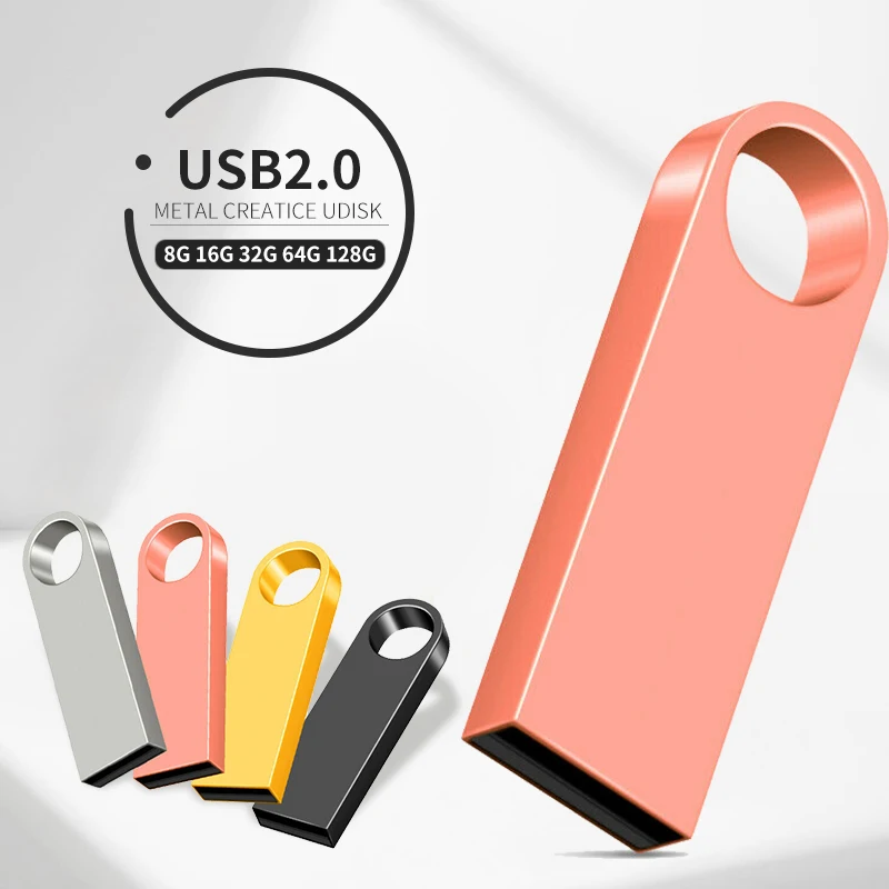 Metal Mini USB Flash Drive 128GB 64GB 32GB pendrive Cle USB Flash Stick Pen Drive 32 64 128 GB USB Stick Custom LOGO