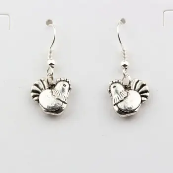 

20 Pair Cute Chicken Tibetan Silver Alloy Earrings 31*12.5mm YZ102