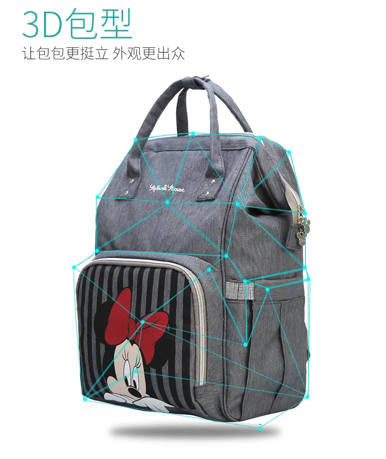 Пеленка сумка рюкзак Maternidade коляска с водоотталкивающим покрытием сумка электрический нагреватель для бутылок Микки Минни рюкзак для путешествий Детские сумки для мамы