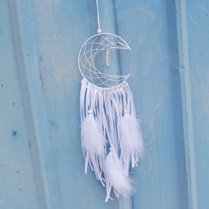 

New Moon Style Dream Catcher Tassels & Feathers Fringed Dreamcatcher Modern Home Decor Ornament Indian Style Dream Catcher