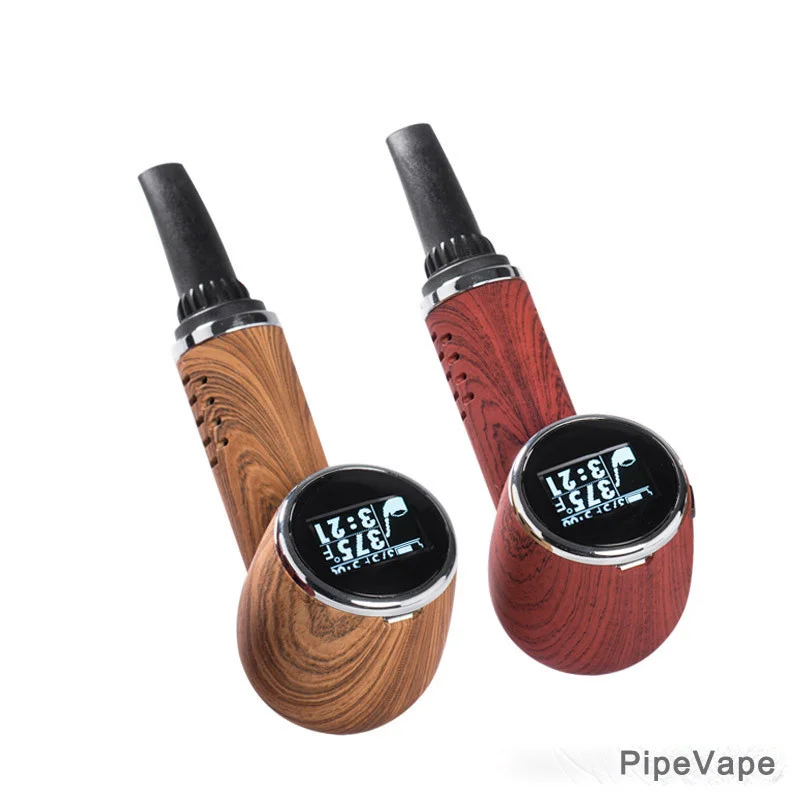 

New dry Herb Vaporizer 1100mah Vape wooden Pipe LED electronic cigarette vaper Tempreture control screen tobacco hookah pen