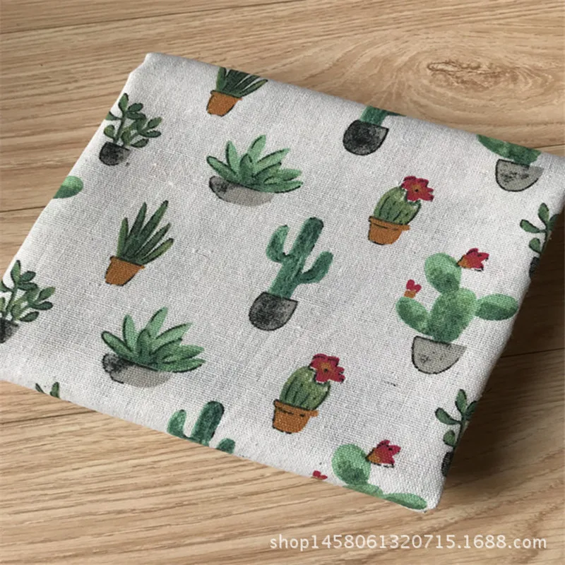 Хлопчатобумажная льняная ткань с принтом кактуса 50x150 см|cotton linen fabric|linen fabricfabric diy |