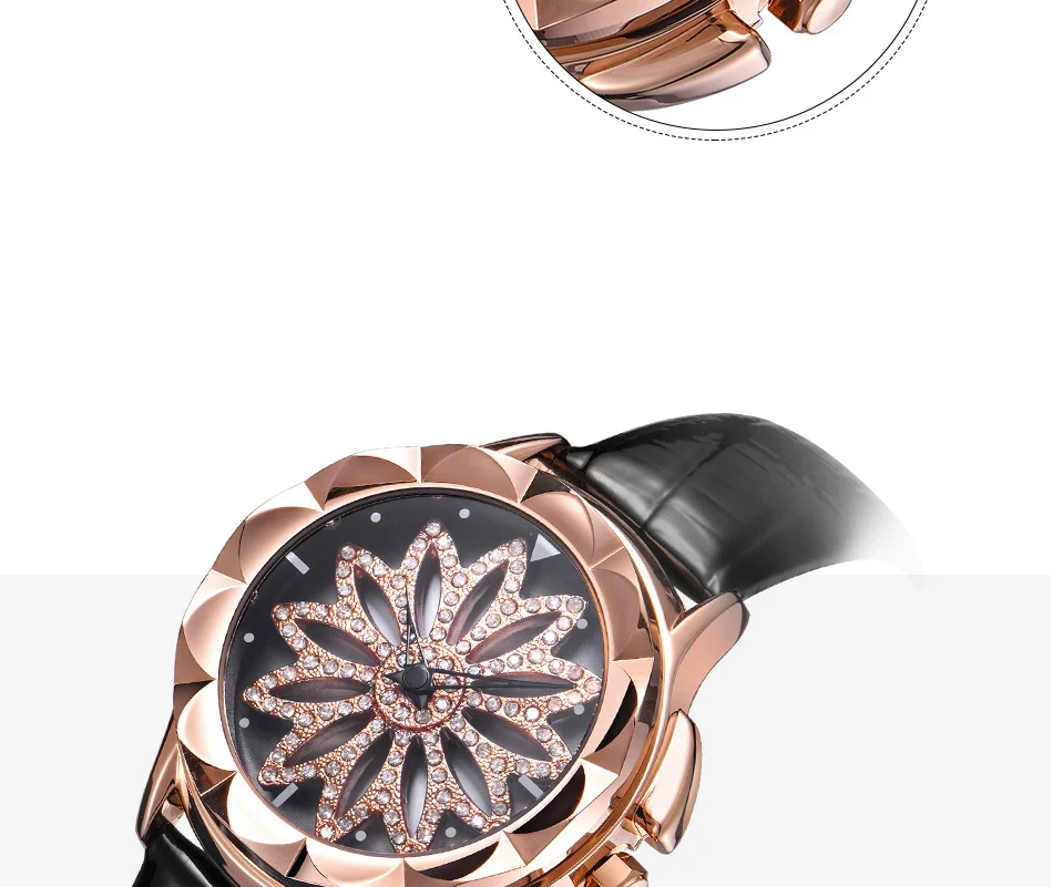 Модные женские роскошные часы-браслет с цветком, водонепроницаемые женские кварцевые наручные часы, кожаные женские часы montre femme