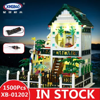 

IN STOCK XingBao 01202 1500Pcs with light USB the Romantic heart of the Two floors of Building Block Bricks for children's toys