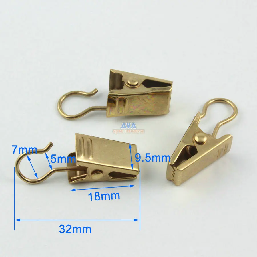 50 Pieces 32x9.5mm Gold Hook Clips for Curtain Drapery