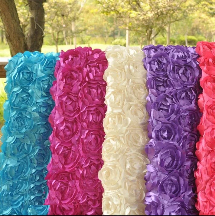 

Rose Fashion Wedding Banquet Table Cloth Overlays 3D Rose Round Table cloths Wedding Decoration Supplier carpet stage WT023