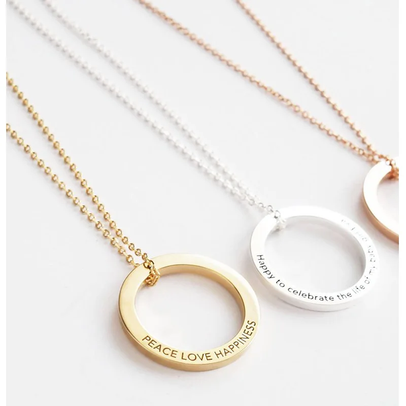

StrollGirl silver 925 couples circle necklace personalized custom letter simple pendant necklace making for lover&friend gift.