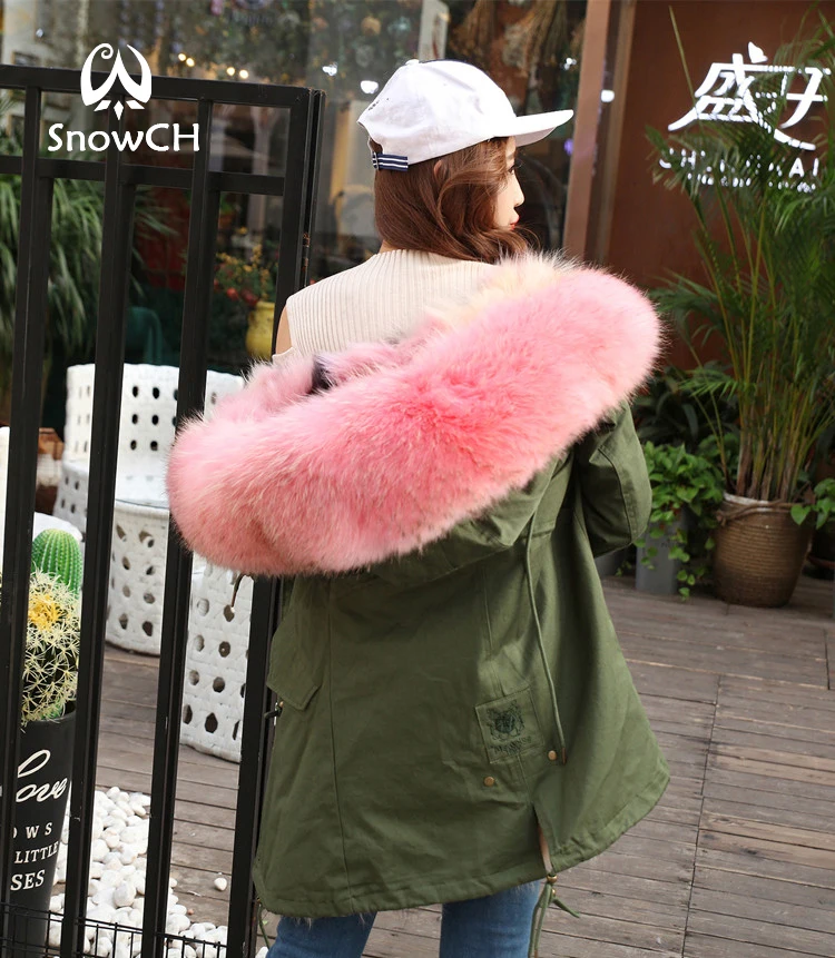 Clearance 2018 new fashion women luxurious Large raccoon fur collar hooded coat warm Fox fur liner parkas long winter jacket F939 6