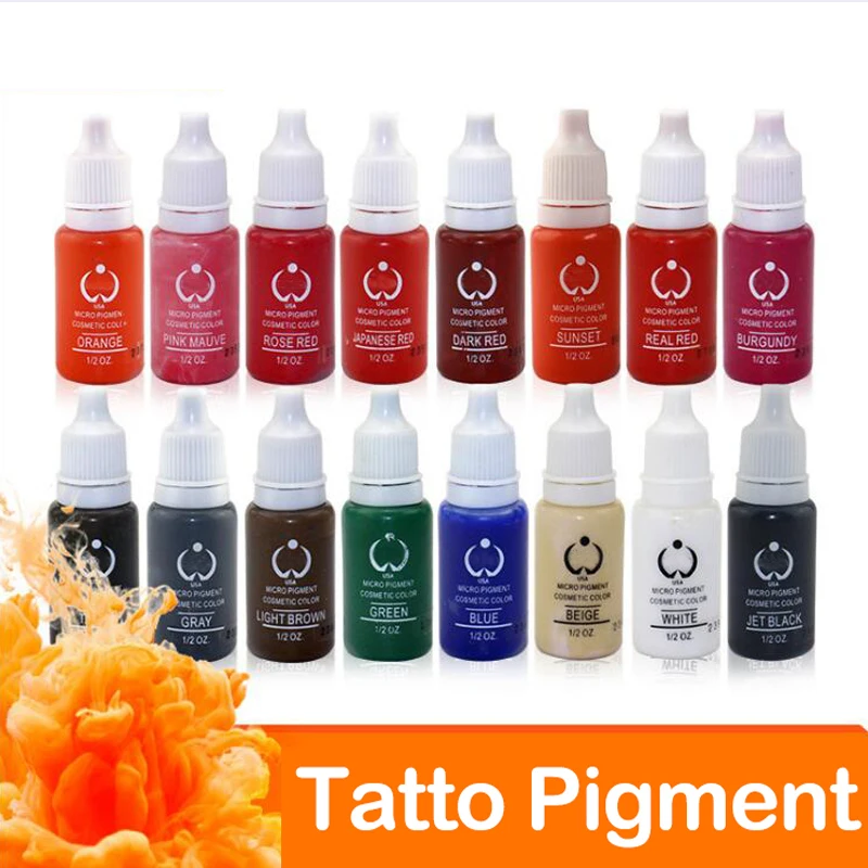 

23 Color 1/2OZ Micro Pigment Professional Makeup Eyebrow Eyeliner Lip Tattoo Ink Pigment Body Tattoo Art _TA116(1-24)