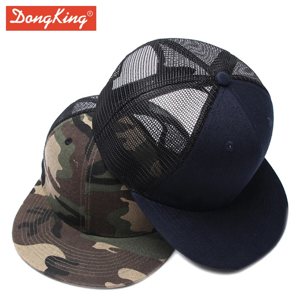 

DongKing Fashion Trucker Cap Casual Solid Snapback Mesh Caps Flat Visor Acrylic Mech Hat Custom Personalized Hats Gift
