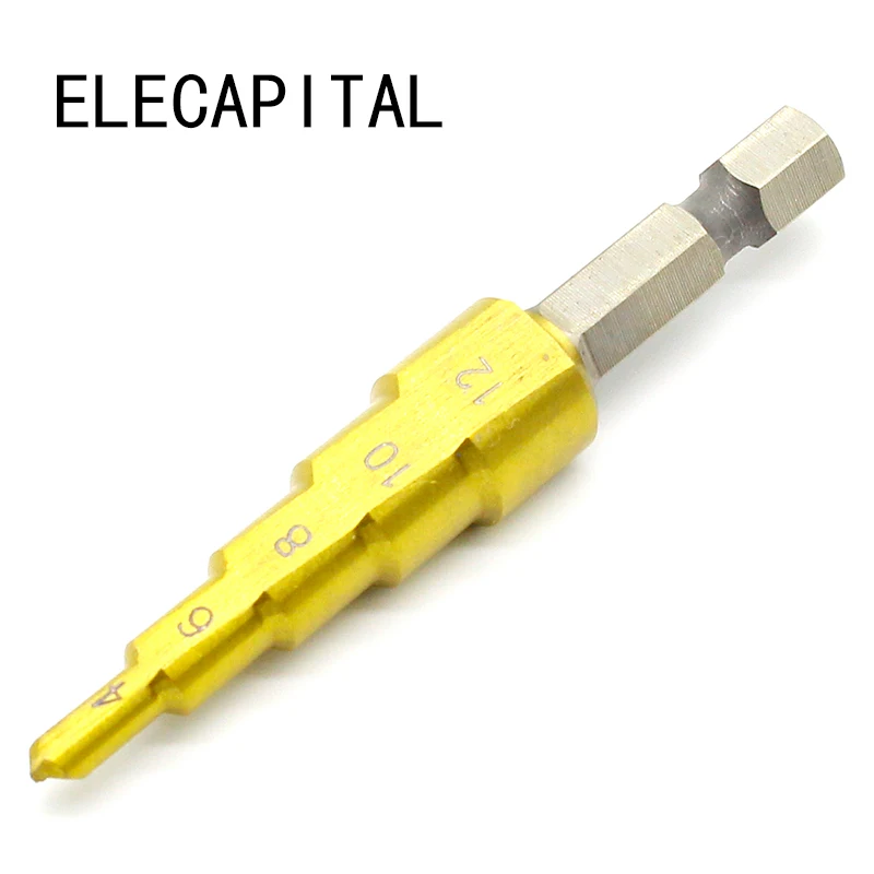 

Professional HSS Hex Shank Pagoda Metal Steel Step Drill Bit Hole Cutter Cut Tool For Sheet Metal 4-12mm Woodworking Tools