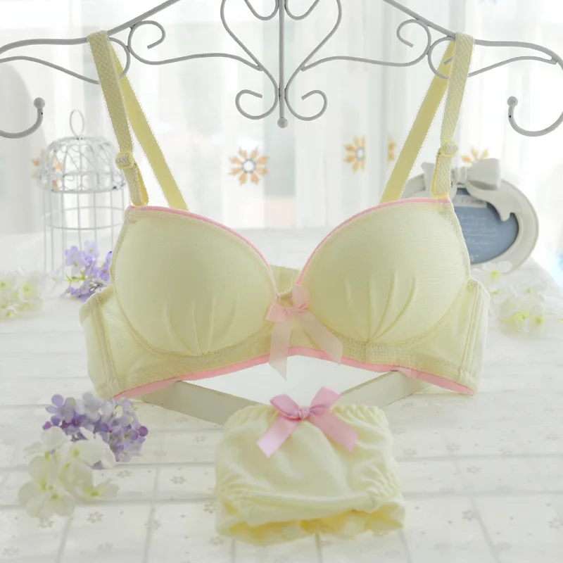 Free Shipping Bra Set A/B Cup 5 Solid Color Lace Girl Underwear heart Women Lingerie Lady Bra+panties Underwire Push Up B3881