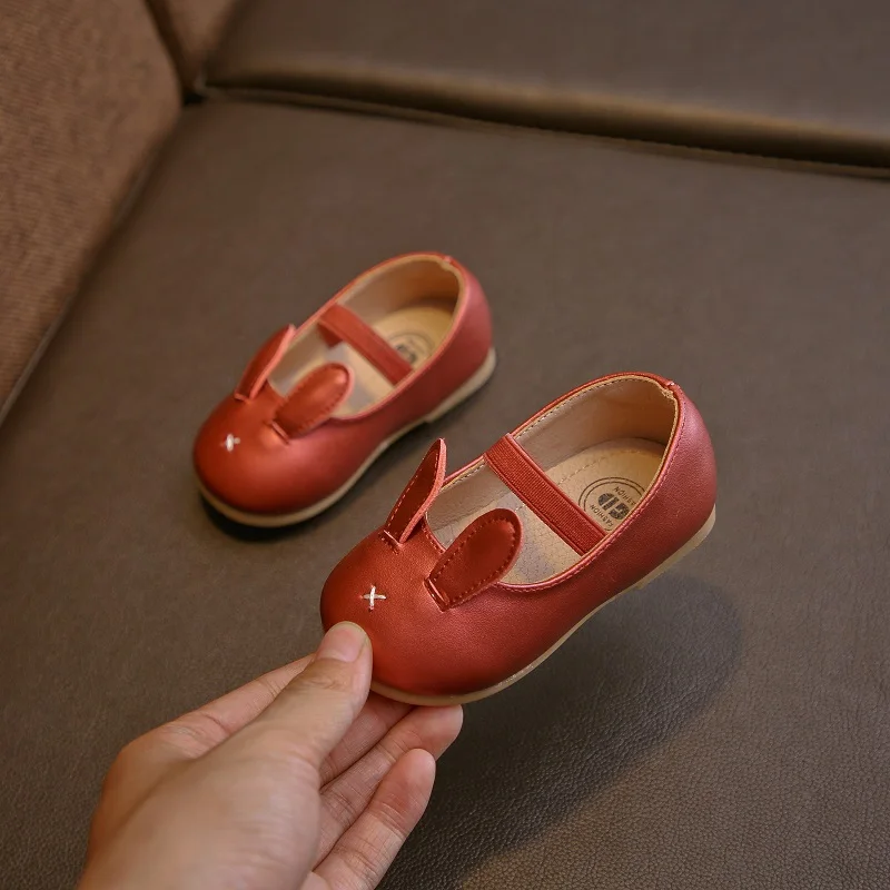 

2018 New Genuine Leather Rabbit Ear Princess Shoes for Party and Wedding Soft Toddler Baby Girls Dress Shoes Drop Shipping