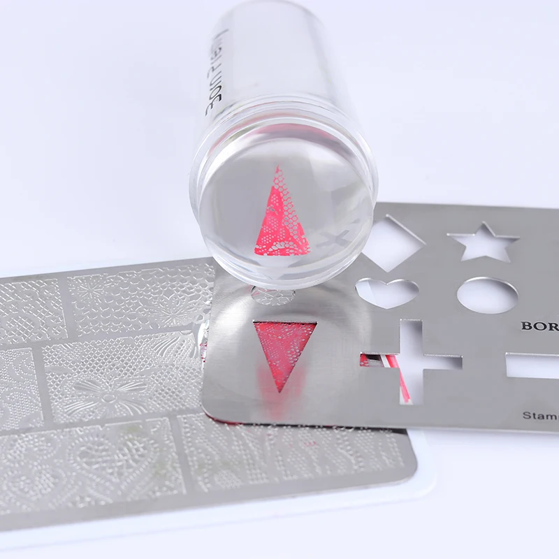 

BORN PRETTY 1Pc Stamping Guide Templates Stainless Steel Full French Nail Tips Star Heart Cross Stamping Template Stencil Tools
