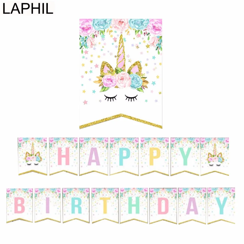 Free Printable Unicorn Decorations Party Banner Paper Unicorn Floral 