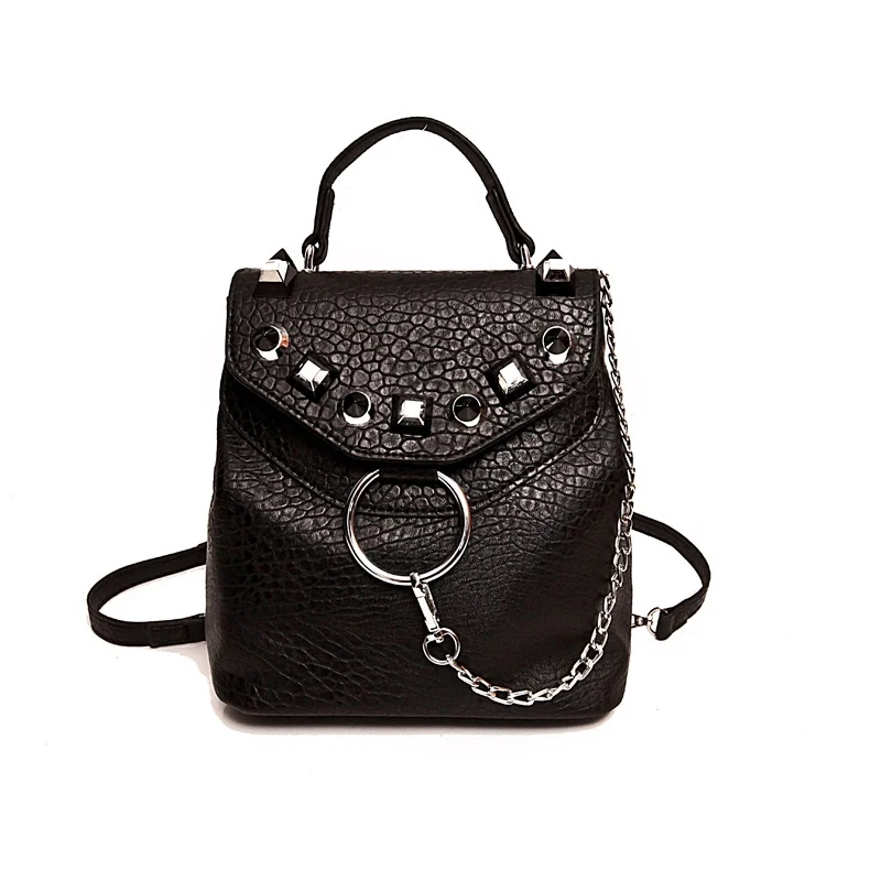 

Fashion Women Backpack Designer Chain School Bag Female PU Leather Small Korean Backpacks for Teen Girl Sac A Main