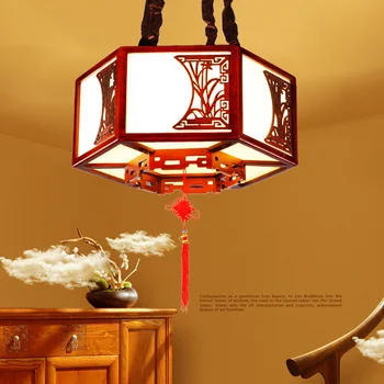 

Chinese style wooden pendant lamps retro solid wood art led creative living room oak wood restaurant pendant lights ZA ZL529
