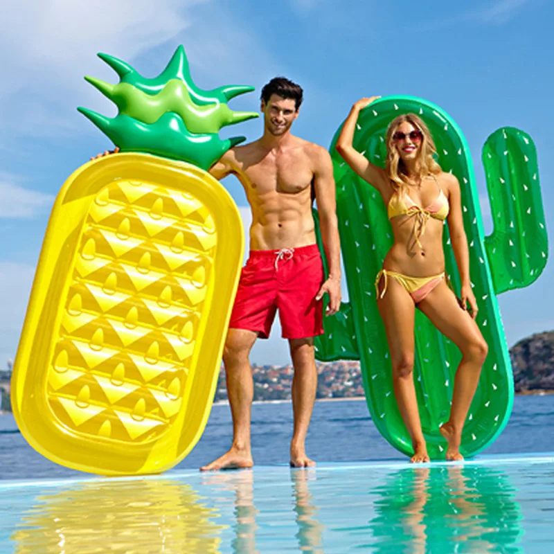 

185cm Inflatable Giant Pool Float Mattress Toys Watermelon Pineapple Cactus Beach Swimming Ring Fruit Floatie Air Mattress