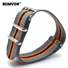 20 мм Cambo серый/оранжевый/черный Nato тканый волоконный ремешок для часов 20 мм нейлон часы браслет ремешок наручные часы Пряжка для мужчин и женщин