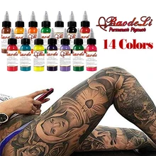 Высокое качество тату 14 цветов 30 мл/бутылки татуировочный пигмент набор чернил для тату бодиарта Комплект брови тела макияж