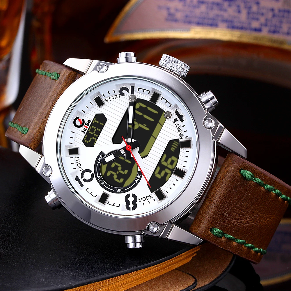 2019 Jeiso Classic Leisure Men Watch Men LED Digital Watch Waterproof Shock Proof Sports Clock Analog Quartz Women Wrist Watches