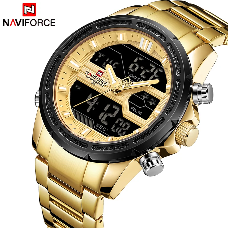 

NAVIFORCE Fashion Sports Men Watches Men's Quartz Digital Clock Luxury Brand Full Steel Military Wrist Watch Relogio Masculino