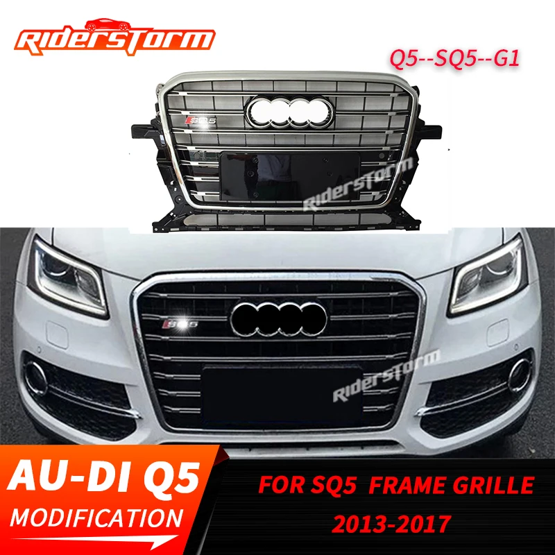

For AUDI Q5 front grille change to SQ5 honeycomb grill balck and chrome racing grill 2013-2017 facelit SQ5grille
