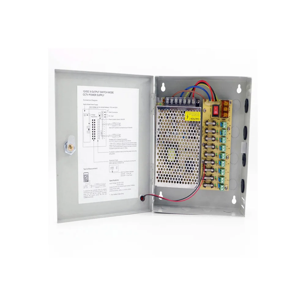 DC12V5A9CH Светодиодный CCTV переключатель питания 60 Вт безопасности/адаптер 110 В/220