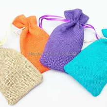 100 шт/партия CBRL джутовые/льняные сумки на шнурке и мешочек для аксессуаров/орехов, различные цвета, размер на заказ